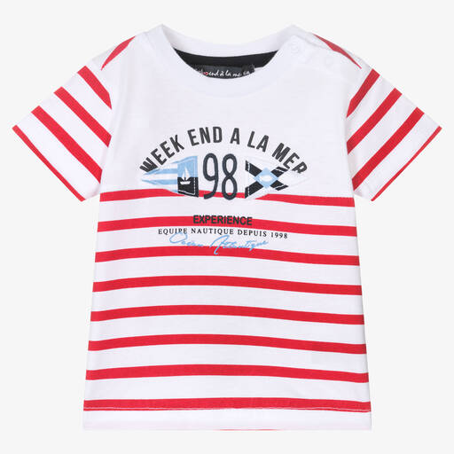 Week-end à la mer-Baby Boys Red & White Striped T-Shirt | Childrensalon Outlet