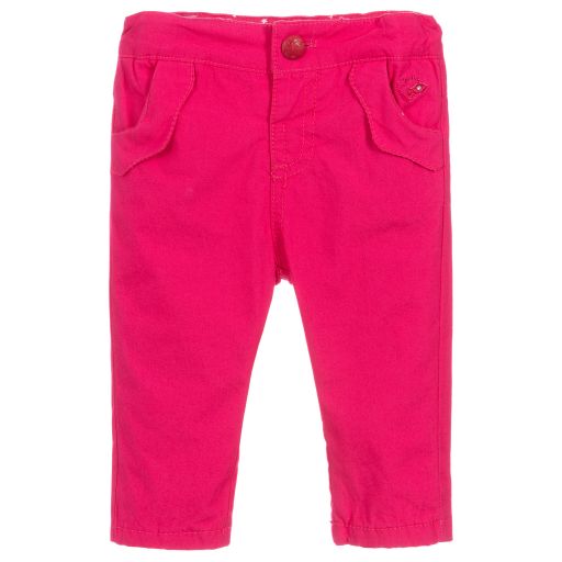 Week-end à la mer-Baby Girl Pink Cotton Trousers | Childrensalon Outlet