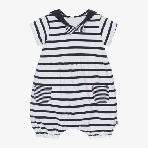 Week-end à la mer-Baby Girls Breton Striped Cotton Shortie | Childrensalon Outlet