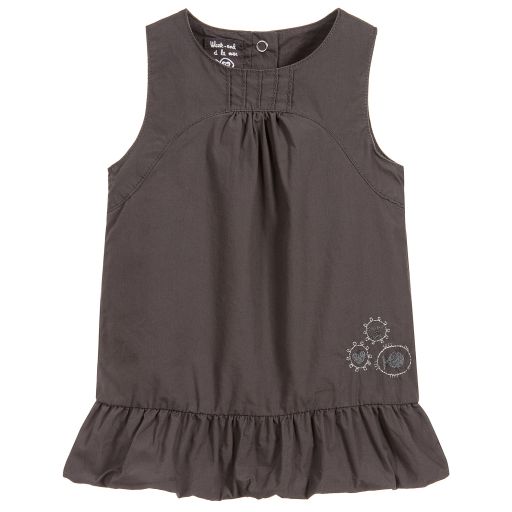 Week-end à la mer-Baby Girls Grey Cotton Dress | Childrensalon Outlet