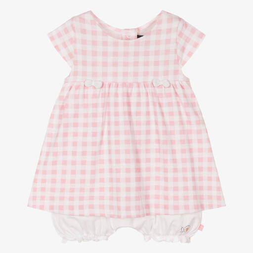 Week-end à la mer-Baby Girls Pink Cotton Gingham Dress  | Childrensalon Outlet