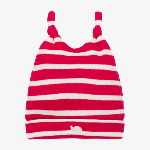 Week-end à la mer-Baby Girls Pink Stripe Cotton Hat | Childrensalon Outlet