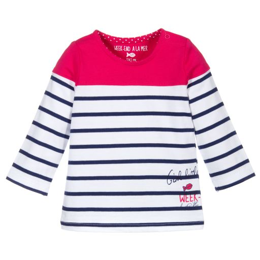 Week-end à la mer-Baby Girls Striped Cotton Top | Childrensalon Outlet
