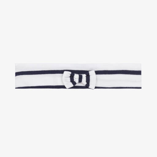 Week-end à la mer-Baby Girls White & Blue Stripe Headband | Childrensalon Outlet