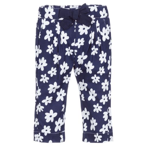 Week-end à la mer-Baby Navy Blue Floral Trousers | Childrensalon Outlet