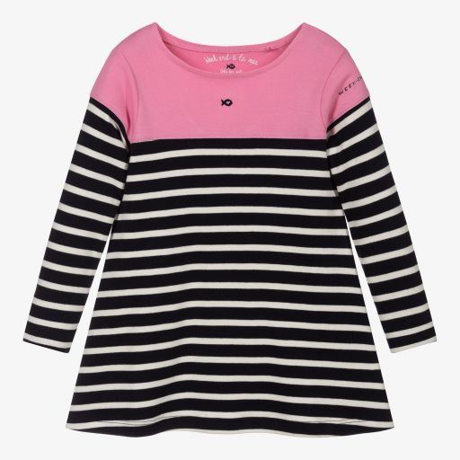 Week-end à la mer-Blue & Pink Striped Dress | Childrensalon Outlet