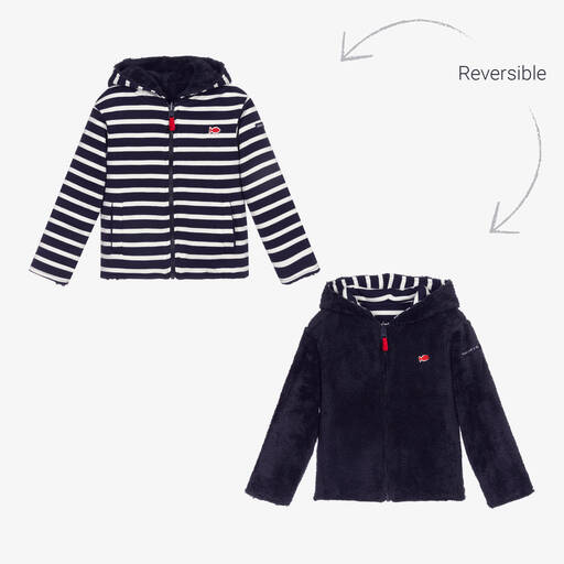 Week-end à la mer-Blue Reversible Zip-Up Top | Childrensalon Outlet