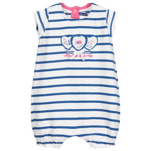 Week-end à la mer-Blue Striped Baby Shortie | Childrensalon Outlet