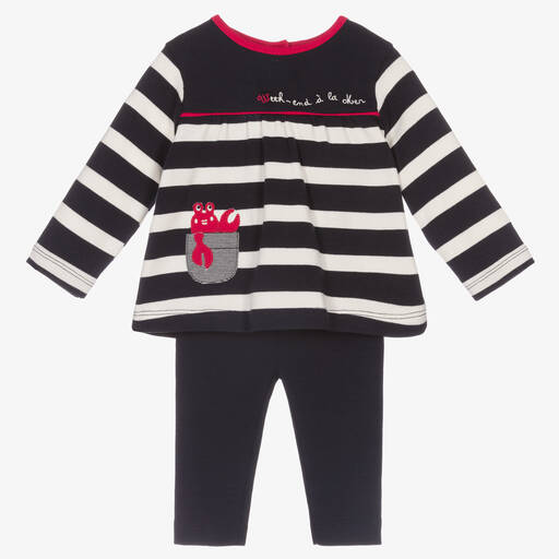 Week-end à la mer-Blue Striped Leggings Set | Childrensalon Outlet