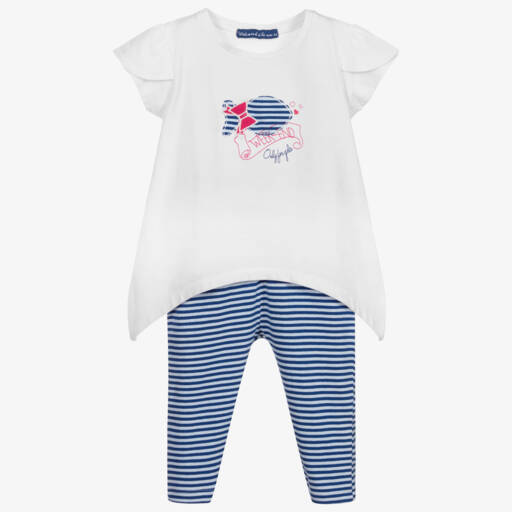 Week-end à la mer-Blue & White Leggings Set | Childrensalon Outlet
