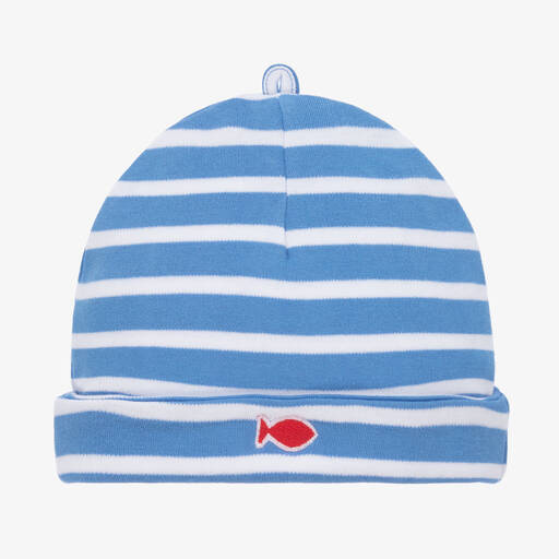 Week-end à la mer-Blue & White Stripe Cotton Hat | Childrensalon Outlet
