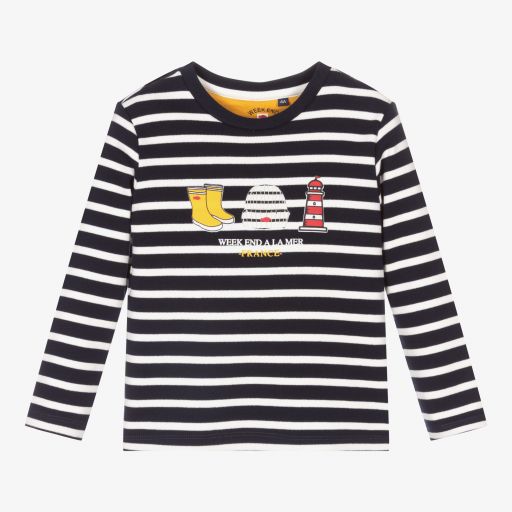Week-end à la mer-Boys Blue Breton Stripe Top  | Childrensalon Outlet