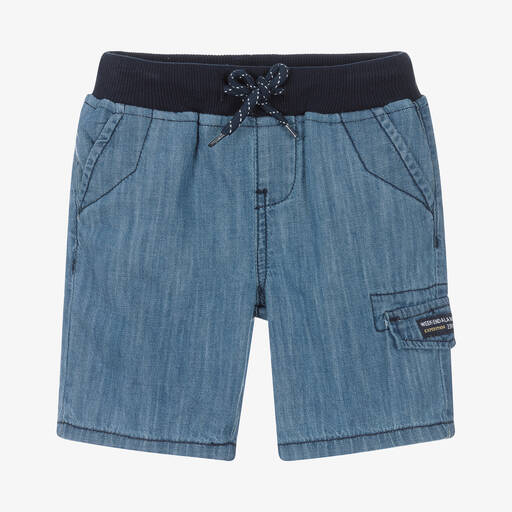 Week-end à la mer-Boys Blue Chambray Cotton Shorts | Childrensalon Outlet