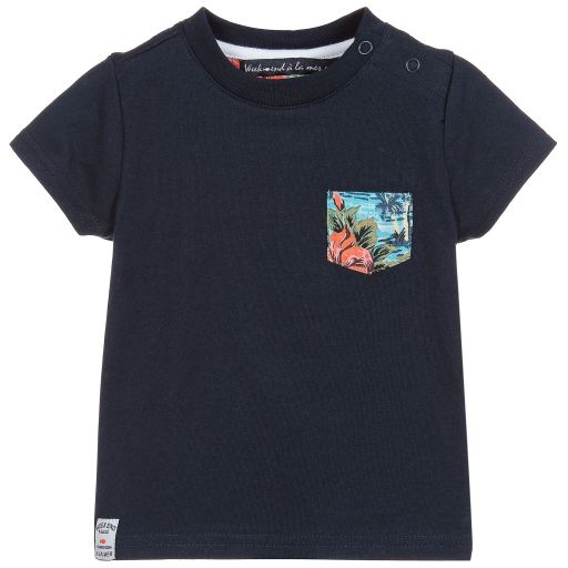Week-end à la mer-Boys Blue Cotton T-Shirt | Childrensalon Outlet
