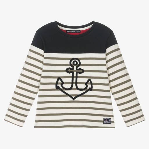 Week-end à la mer-Boys Blue & Ivory Breton Stripe Top | Childrensalon Outlet