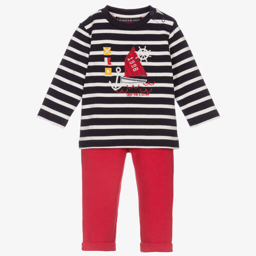 Week-end à la mer-Синий топ и красные брюки для мальчиков | Childrensalon Outlet