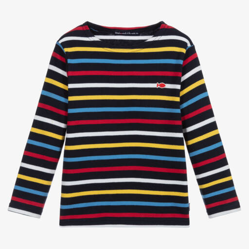 Week-end à la mer-توب قطن مقلم لون كحلي للأولاد | Childrensalon Outlet