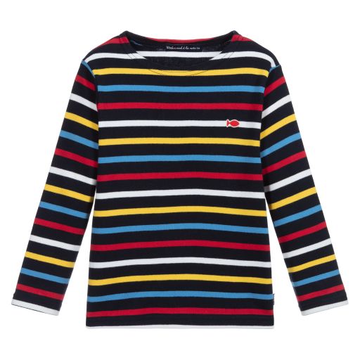Week-end à la mer-Boys Blue Striped Cotton Top  | Childrensalon Outlet