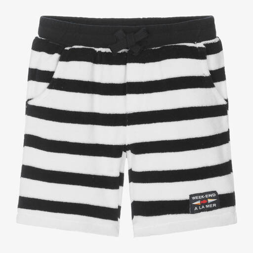 Week-end à la mer-Boys Blue & White Striped Cotton Shorts | Childrensalon Outlet