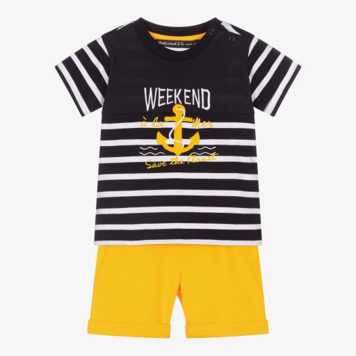 Week-end à la mer-Синий топ и желтые шорты для мальчиков | Childrensalon Outlet