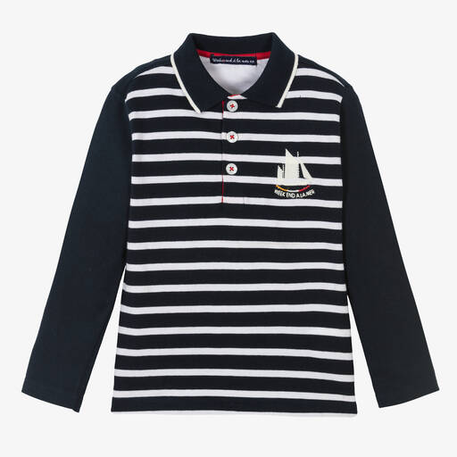 Week-end à la mer-Boys Breton Stripe Polo Top | Childrensalon Outlet