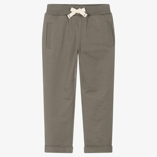 Week-end à la mer-Boys Khaki Green Cotton Joggers | Childrensalon Outlet