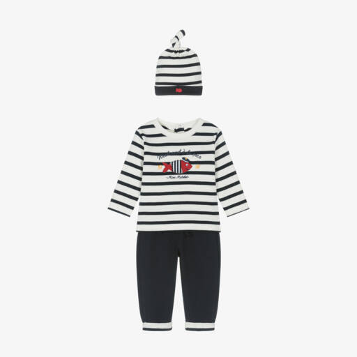 Week-end à la mer-Boys Navy Striped Trousers Set | Childrensalon Outlet