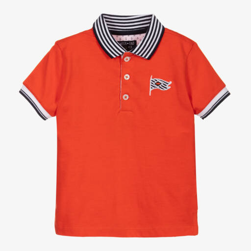 Week-end à la mer-Boys Orange Cotton Polo Shirt | Childrensalon Outlet