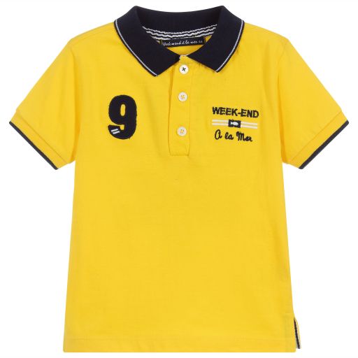 Week-end à la mer-Boys Yellow Jersey Polo Shirt | Childrensalon Outlet