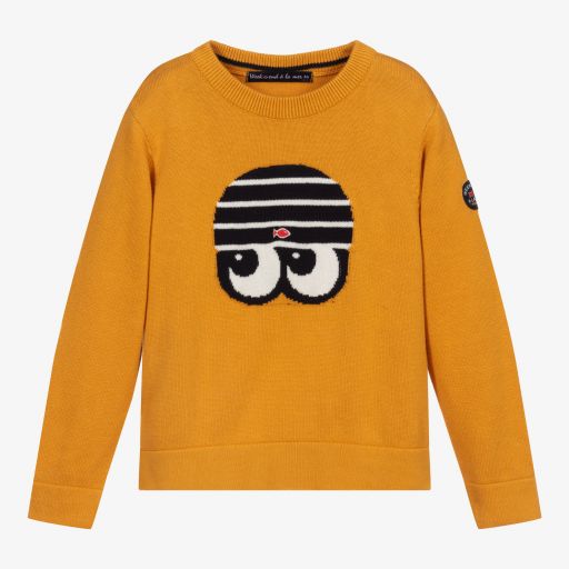 Week-end à la mer-Sweat-shirt jaune en maille Garçon  | Childrensalon Outlet