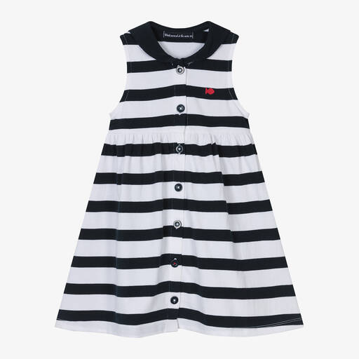 Week-end à la mer-Girls Blue Breton Stripe Sailor Dress | Childrensalon Outlet