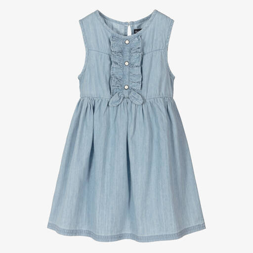 Week-end à la mer-Girls Blue Cotton Chambray Dress | Childrensalon Outlet