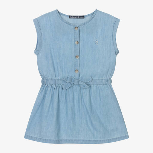 Week-end à la mer-Girls Blue Cotton Chambray Dress | Childrensalon Outlet