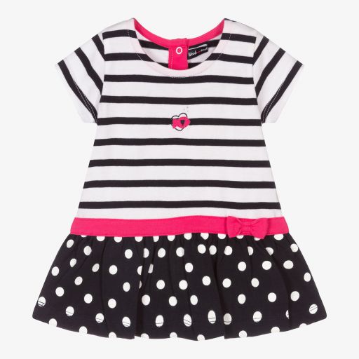 Week-end à la mer-Girls Blue Stripe & Dot Dress | Childrensalon Outlet