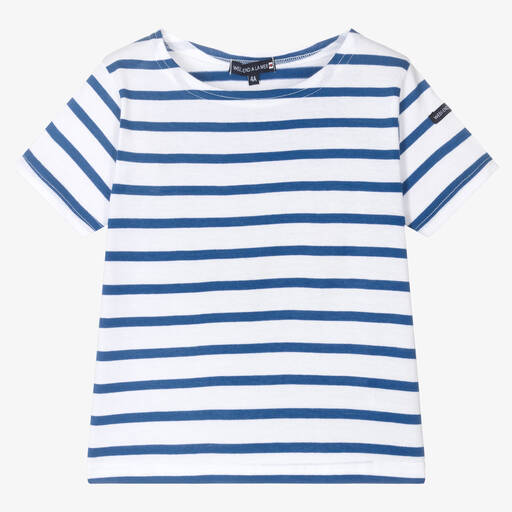 Week-end à la mer-Girls Blue & White Breton Stripe T-Shirt | Childrensalon Outlet