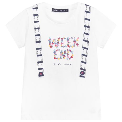 Week-end à la mer-Girls Cotton Logo T-Shirt | Childrensalon Outlet