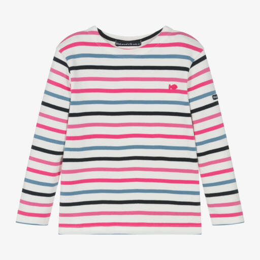 Week-end à la mer-Girls Ivory Multi Stripe Cotton Top | Childrensalon Outlet