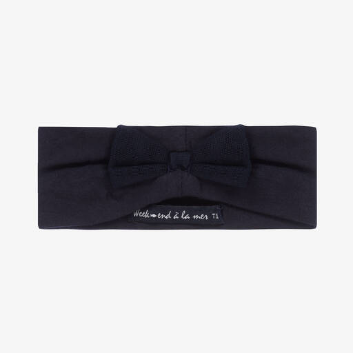 Week-end à la mer-Girls Navy Blue Cotton Headband | Childrensalon Outlet