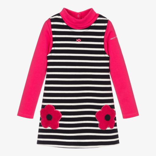Week-end à la mer-Girls Pink Cotton Flower Dress | Childrensalon Outlet