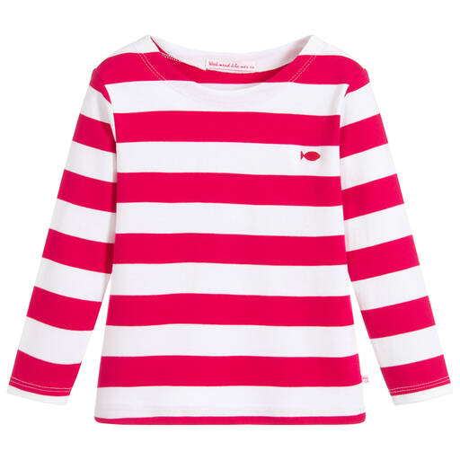 Week-end à la mer-Girls Pink & White Cotton Top | Childrensalon Outlet
