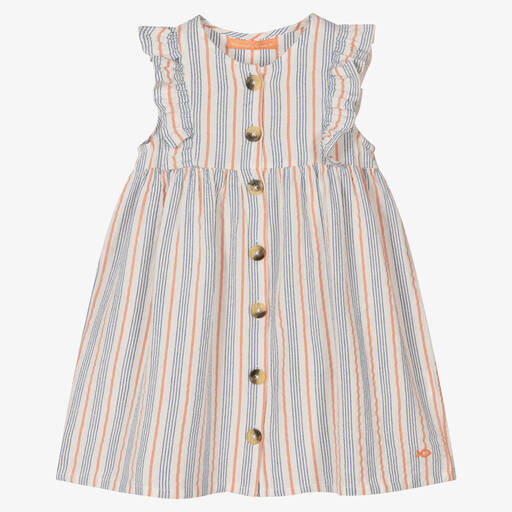 Week-end à la mer-Белое хлопковое платье в голубую полоску | Childrensalon Outlet