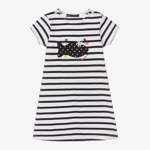 Week-end à la mer-Белое хлопковое платье в бретонскую полоску | Childrensalon Outlet