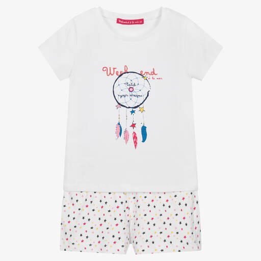 Week-end à la mer-Girls White Cotton Dream Catcher Pyjamas | Childrensalon Outlet
