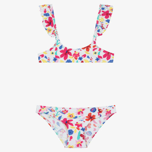 Week-end à la mer-Girls White Floral Bikini | Childrensalon Outlet