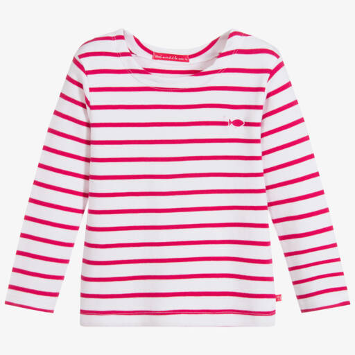 Week-end à la mer-Girls White & Pink Cotton Top | Childrensalon Outlet