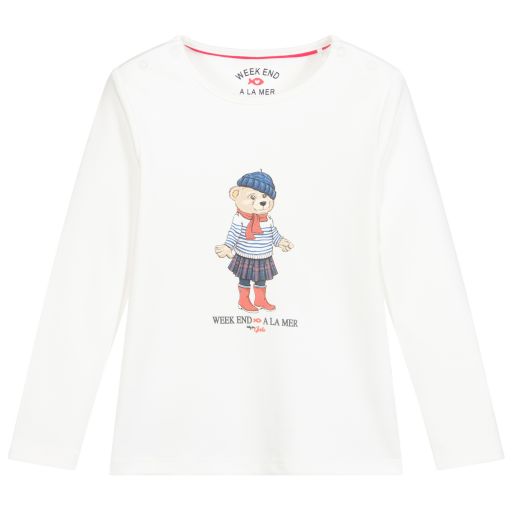 Week-end à la mer-Ivory Cotton Teddy Top  | Childrensalon Outlet