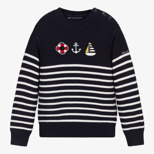 Week-end à la mer-Navy Blue Breton Sweater | Childrensalon Outlet