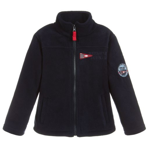 Week-end à la mer-Navy Blue Fleece Zip-Up Top | Childrensalon Outlet