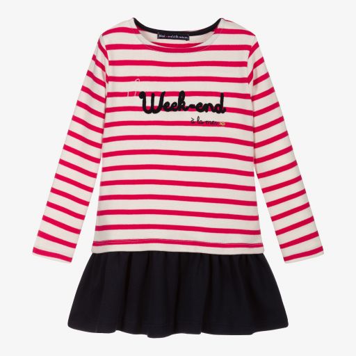 Week-end à la mer-Pink Breton Stripe Dress | Childrensalon Outlet