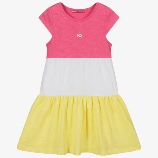 Week-end à la mer-Pink & Yellow Cotton Dress | Childrensalon Outlet